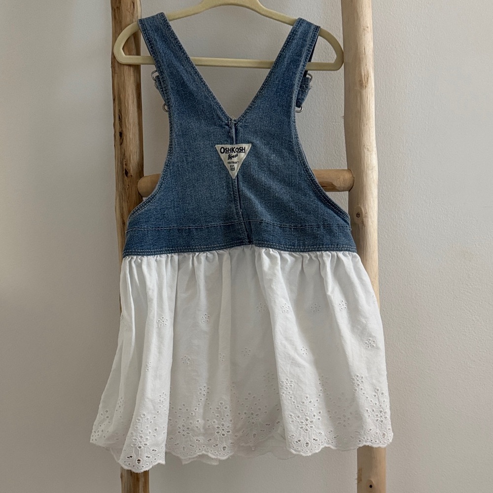 OshKosh B'gosh Blue and White Kids Overall Skirt - Picture 3 of 3